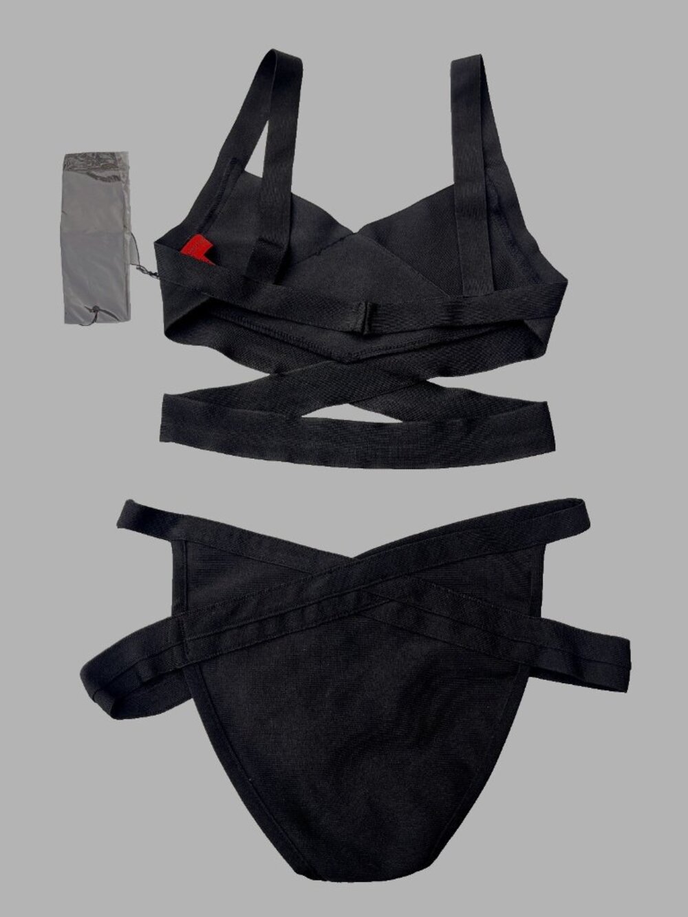 Wow Couture Black Two Pieces Set Bandage Bra And Panty Size Medium - Picture 10 of 16